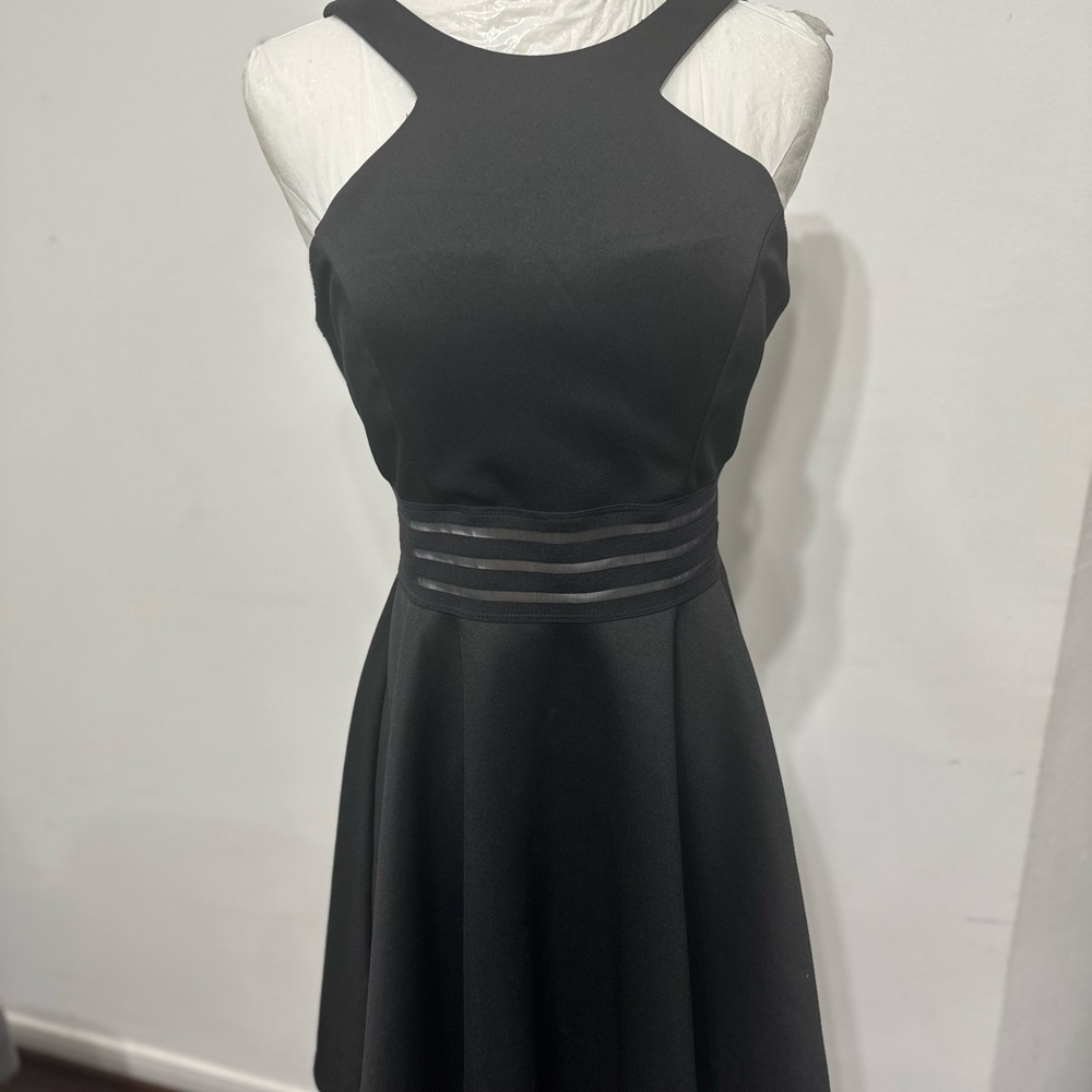 Chic Black Halter Fit & Flare Dress
